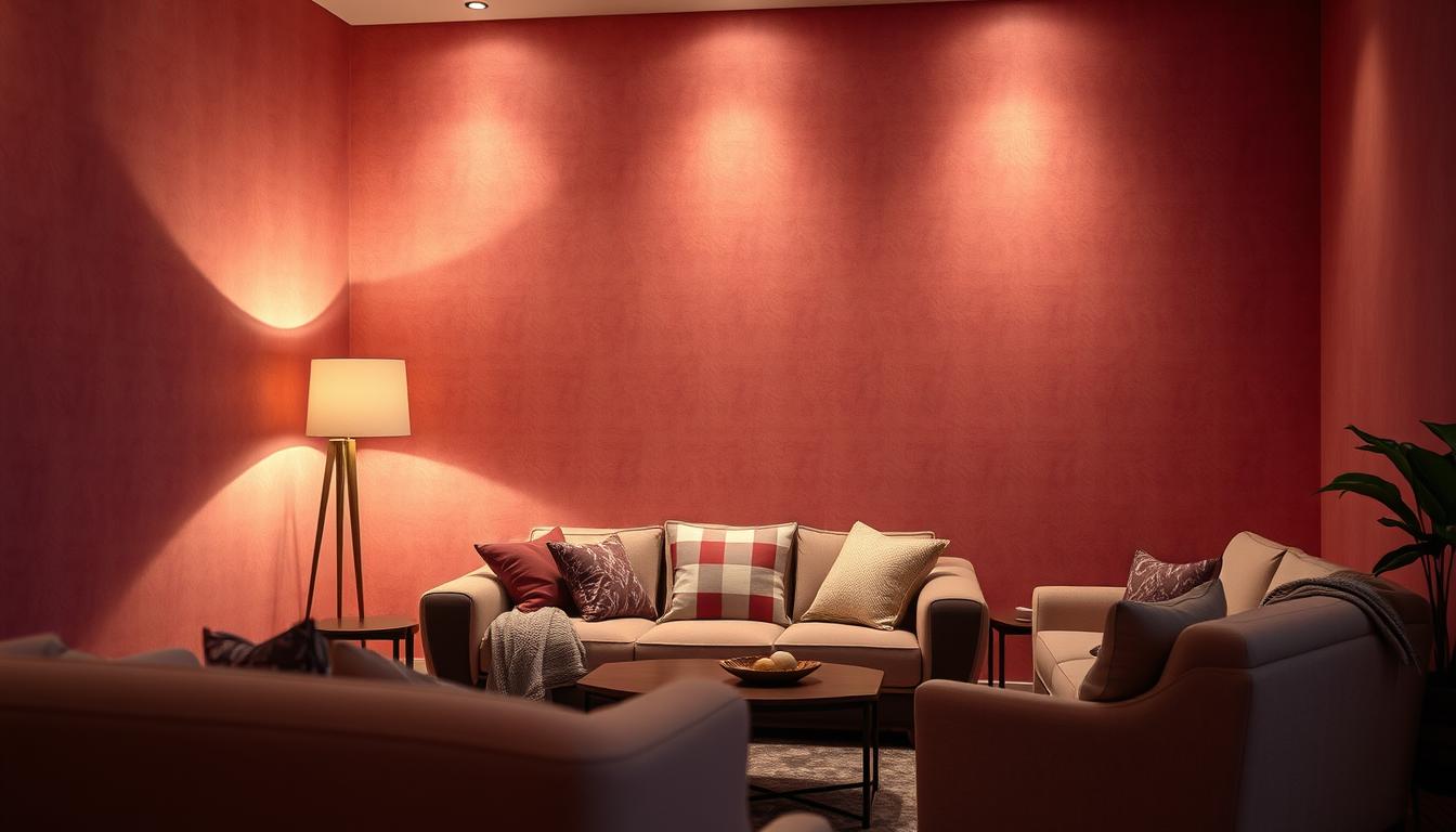 Rote Wandgestaltung Wohnzimmer